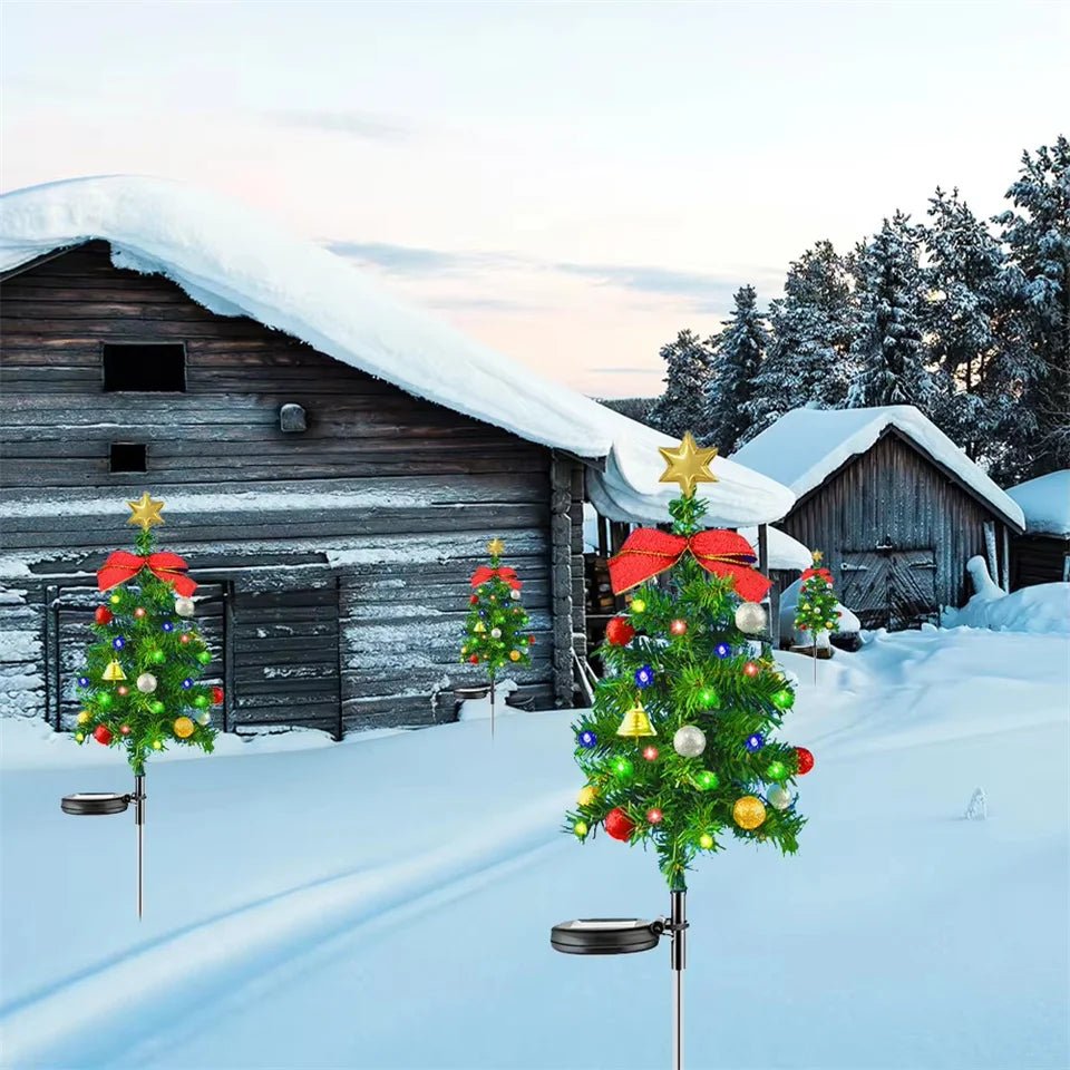 Árvore de natal luzes solares ao ar livre à prova dwaterproof água led jardim caminho gramado paisagem festivo decorativo luzes piso decoração natal