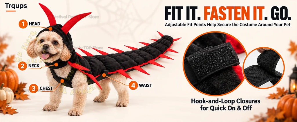 Fantasias de Halloween de Centopeia para Gatos e Cães, Roupas de Cosplay 3D de 50'', Roupa de Halloween para Animais de Estimação, Adereço Fotográfico para Uso Externo