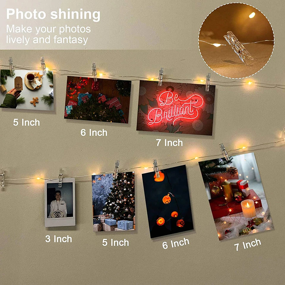 LED String Lights Photo Clip USB Bateria Operado Guirlanda Fada Lâmpada Decoração De Natal Feriado Festa De Casamento Xmas Iluminação