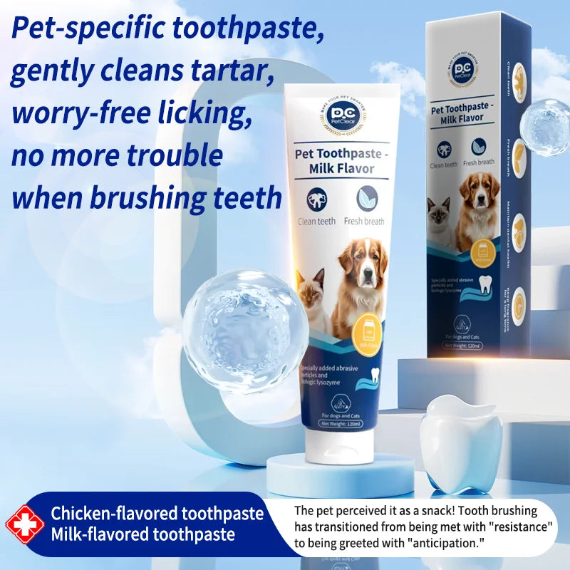 PetClear 120g de pasta de dente para animais de estimação com sabor de leite - remover tártaro, dentes limpos, refrescar a respiração, reduzir a placa para animais de estimação