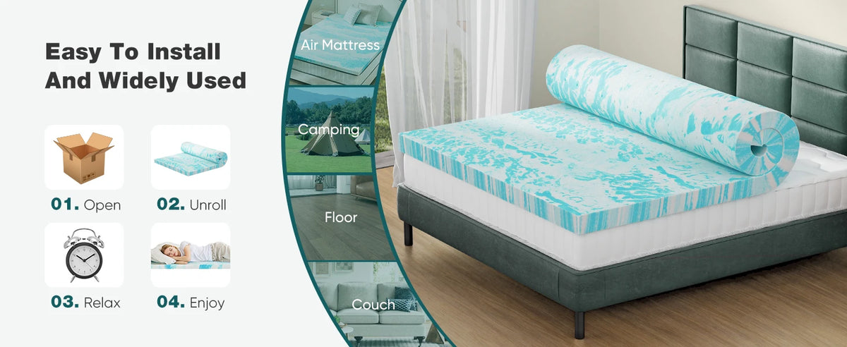 JHK 2-3 Polegada colchão de espuma de memória em gel topper colchão de resfriamento de tamanho completo macio e respirável cama topper móveis de quarto escolar