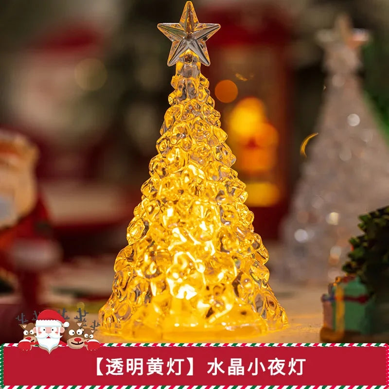 Natal 2025 atividade atmosfera arranjo enfeites de mesa árvore luminosa natal cristal transparente decoração de ano novo