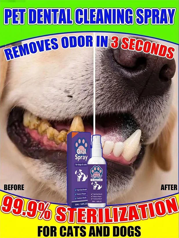 Spray de Cuidado Oral para Cães Limpeza de Dentes de Animais de Estimação Hálito Fresco Higiene Dental Diária Cuidado Suave para a Boca Fácil de Usar