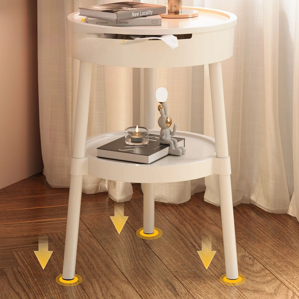 Mesas de centro redondas brancas, móveis de moda criativa, mesa de cabeceira minimalista, quarto moderno, mesa lateral móvel, design de personalidade