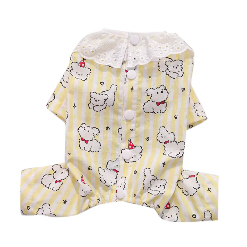 Camiseta de Primavera para Animais de Estimação, Roupa de Uma Peça para Cães, Colete para Atividades ao Ar Livre, Pijama para Cães Pequenos