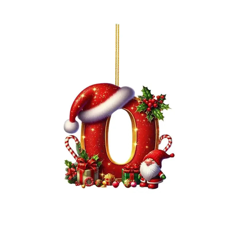 Enfeite de Natal com 26 letras, pingente plano para pendurar, ornamento personalizado, decoração festiva para árvore de Natal, presente para festas de fim de ano.