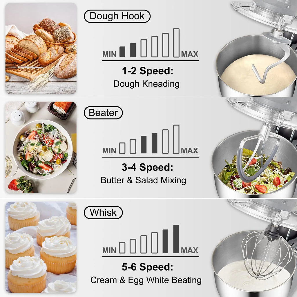 Stand Mixer 7.4 Qt Stainless Steel Bowl 6 Speed LCD Screen Tilt Head Design Food Mixer