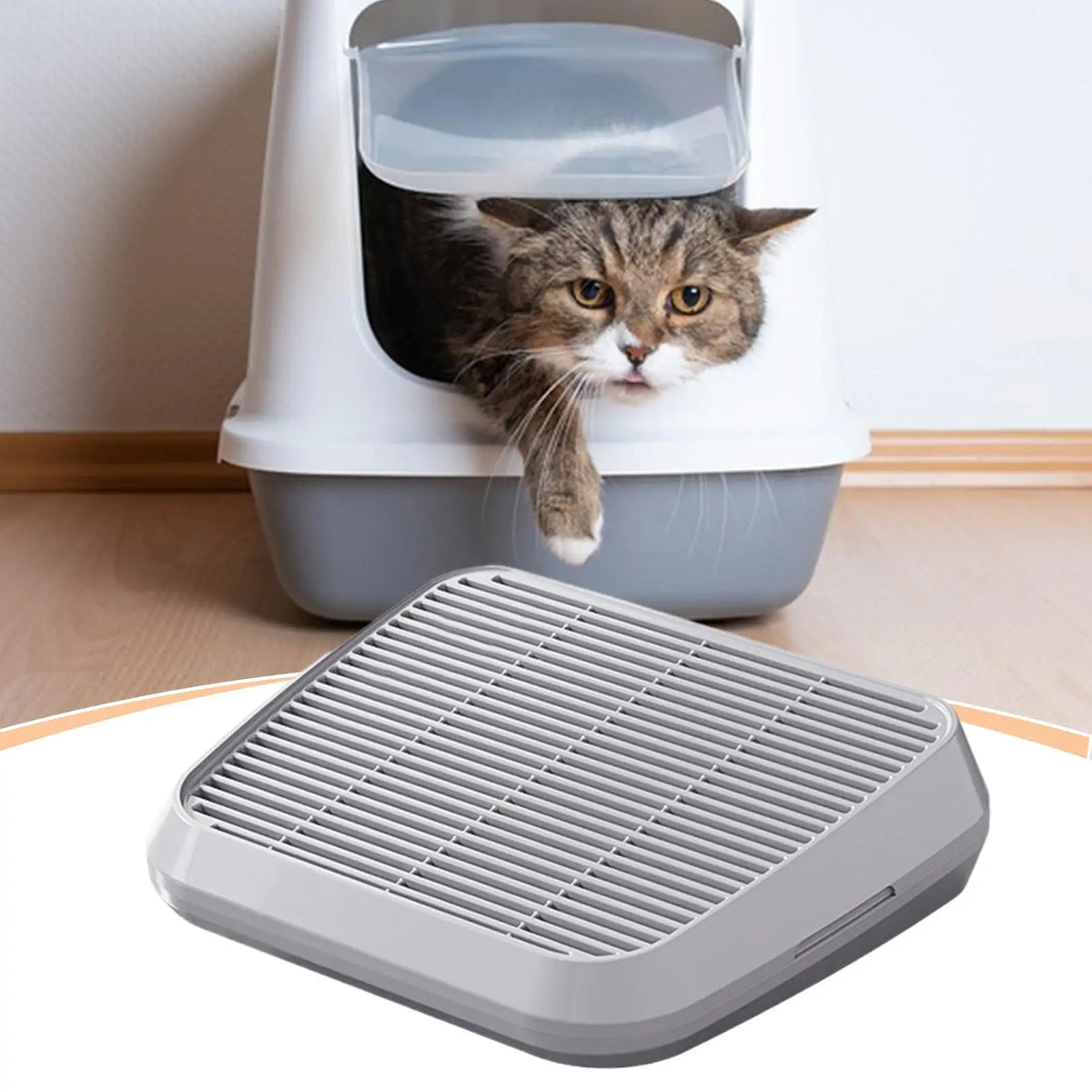 Tapete coletor de areia para gatos, rampa para gatos, bandeja com filtro de dupla camada e base antiderrapante, fácil de limpar, acessórios para limpeza.