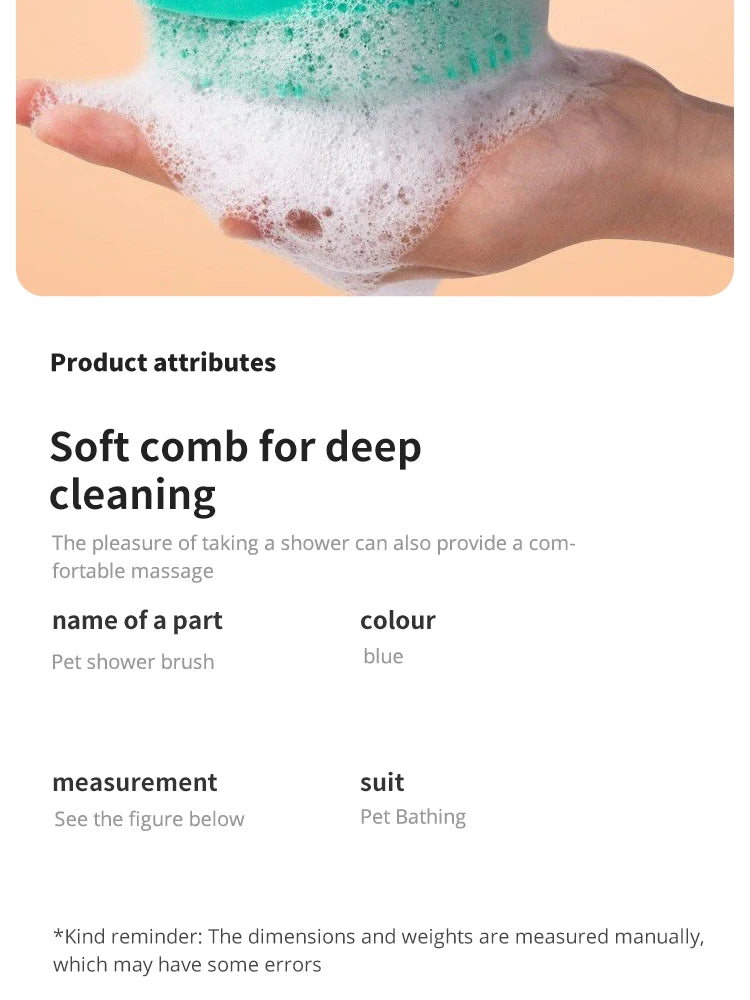 Escova de banho para animais de estimação, massageador de silicone macio, gel de banho, ferramentas limpas, pente, limpeza de cães e gatos, suprimentos de limpeza