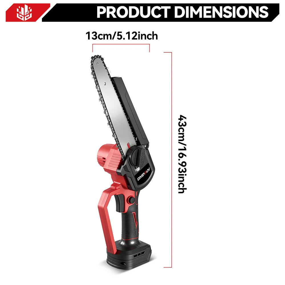 Onevan 8 Polegada serra de corrente sem escova sem fio poda serra elétrica carpintaria ferramenta corte para makita 18v bateria pino