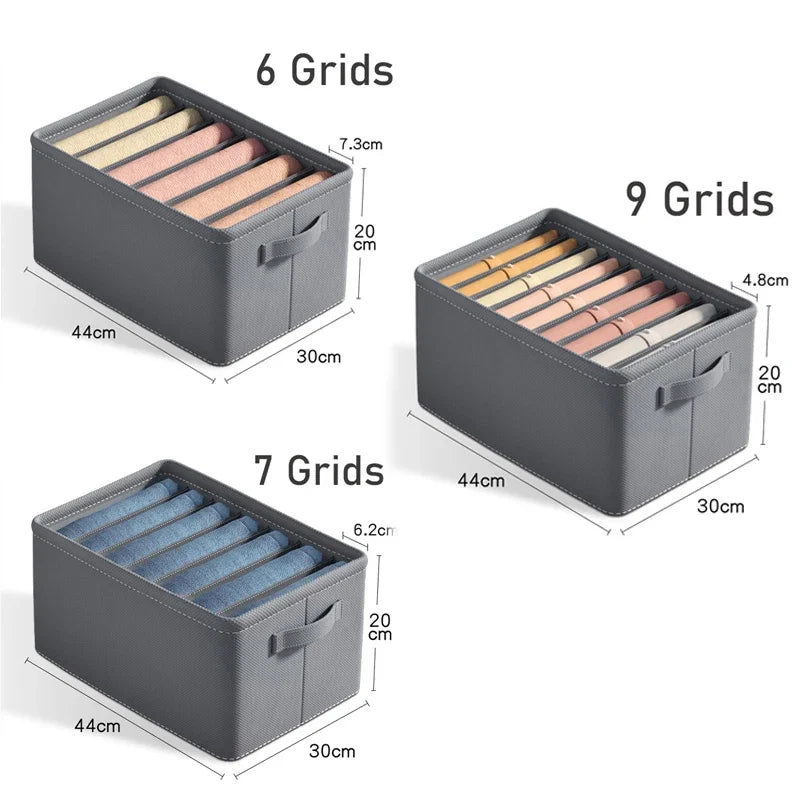 Caixa organizadora de roupa com 6/7/9 compartimentos, para guardar calças mais grossas, dobrável, com divisórias, ideal para camisolas, camisas e gavetas de armários e guarda-roupas.
