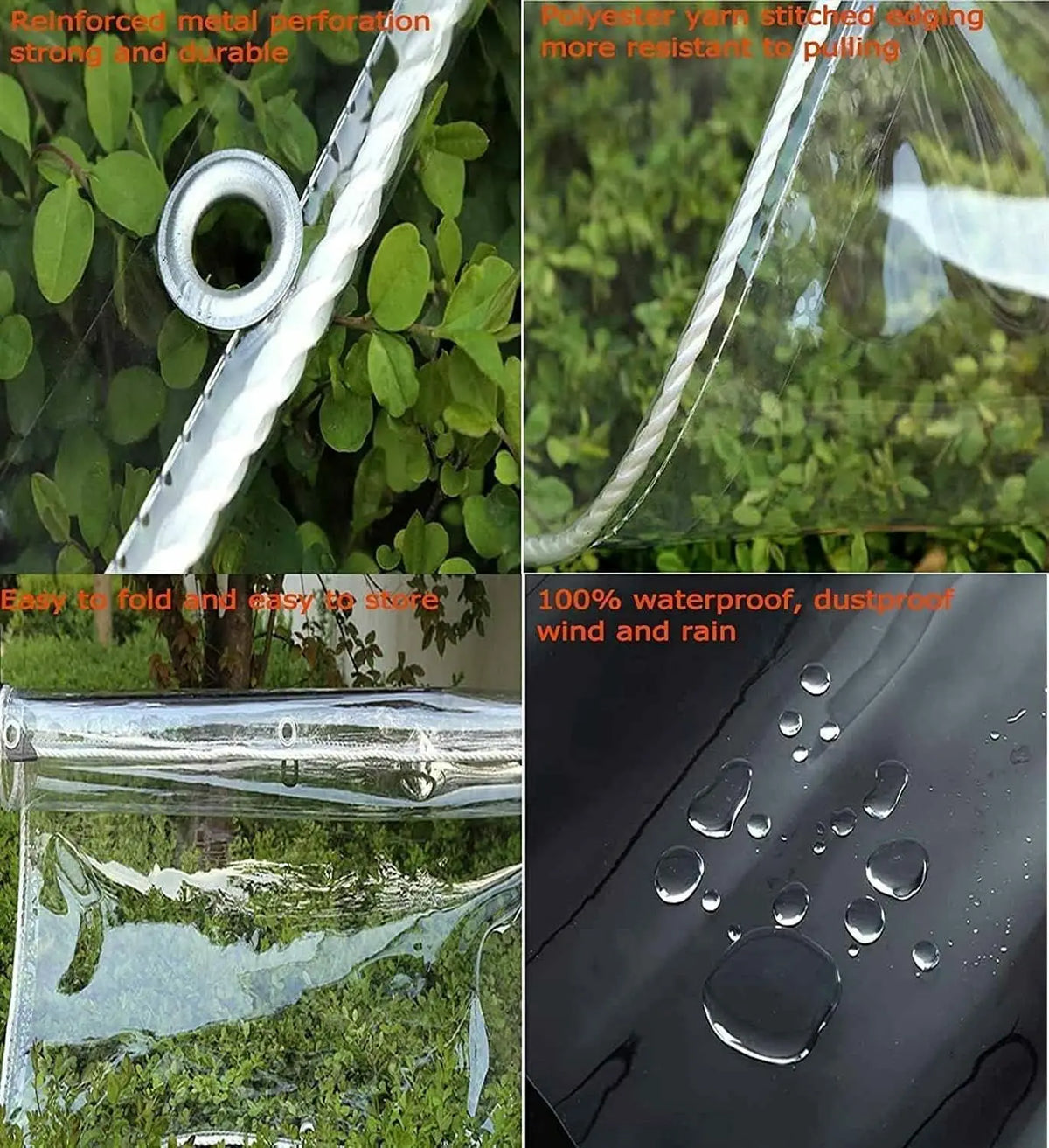 Encerado Plástico com Ilhós para Móveis de Jardim, Transparente, Impermeável, PVC, Estufa de Plantas, Pet Hutch, Telhado Coberto, Impermeável