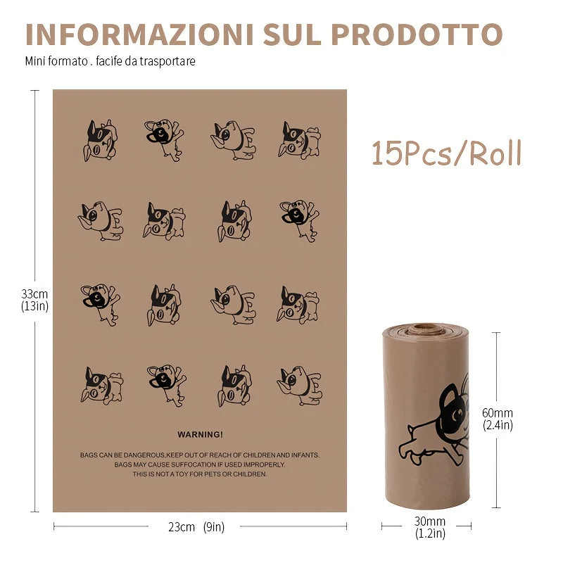 10 rolos de sacos de resíduos para animais de estimação com aroma de café, misturadores efetivamente, adequados para caminhadas ao ar livre. Direto do Fabricante