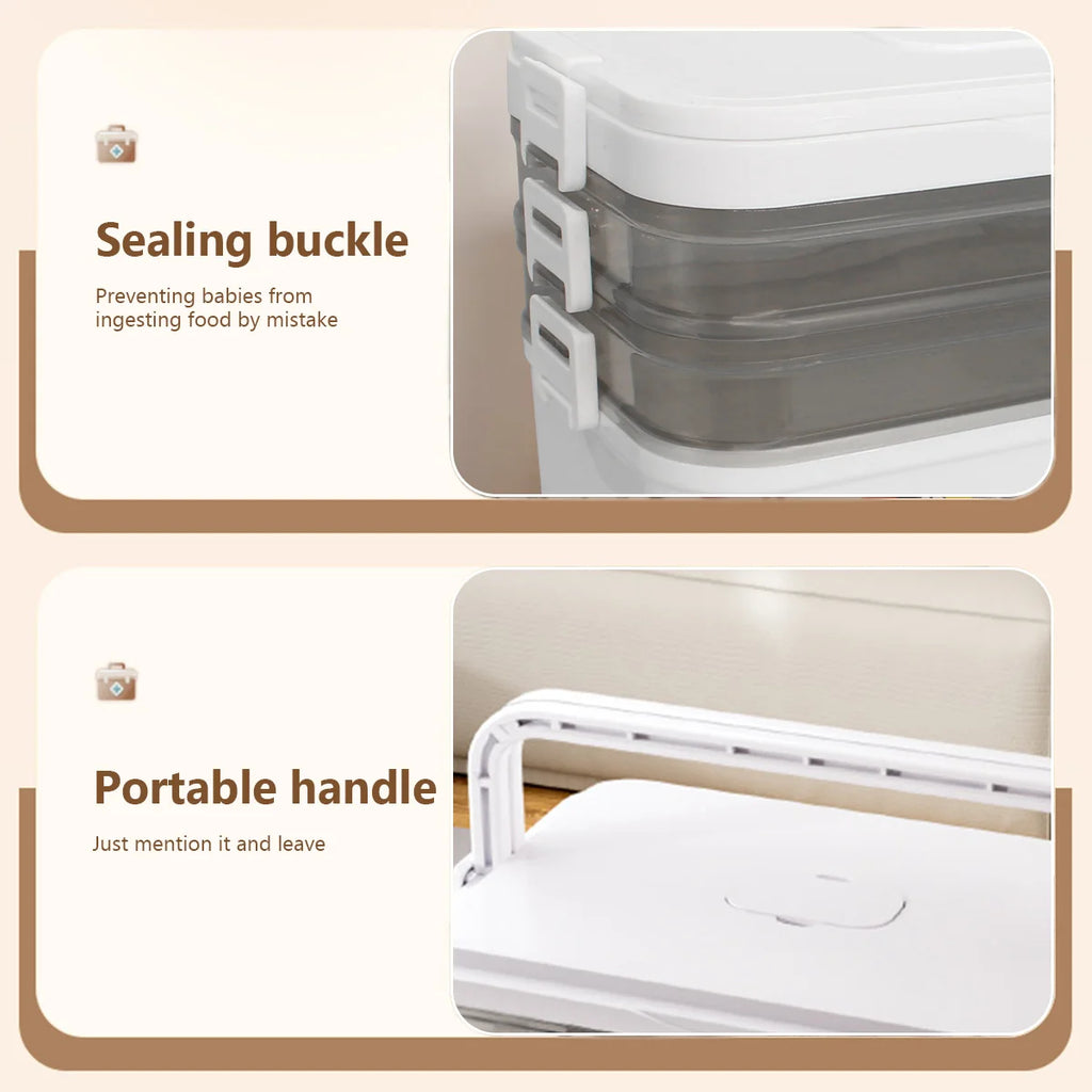 Caixa de Medicamentos Portátil de Grande Capacidade, Kit de Primeiros Socorros para Casa, Caixa de Medicamentos de Emergência Familiar com Estojo de Armazenamento de Medicamentos em Múltiplas Camadas