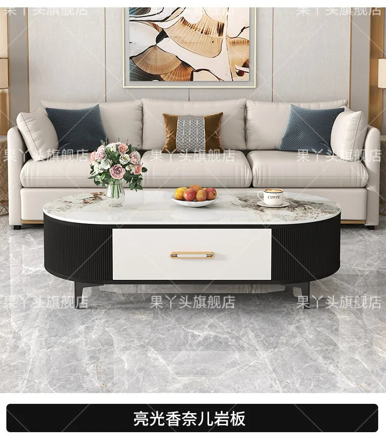 Mesa de Jantar, Mesa de Centro para Escrita e Café, Gavetas Móveis, Mesa Lateral de Luxo com Armazenamento para Sala de Estar, Mesa Auxiliar Moderna, Móveis Modernos
