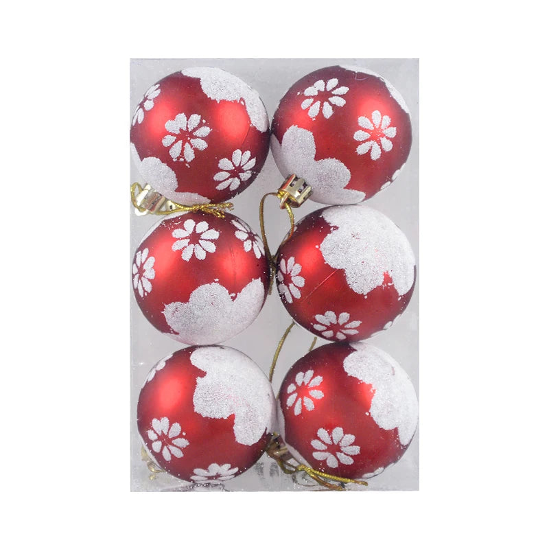 6 Peças/caixa Bolas de Natal de 6cm Enfeites Pendentes para Árvore de Natal Decorações de Natal para Casa 2026 Presente de Ano Novo