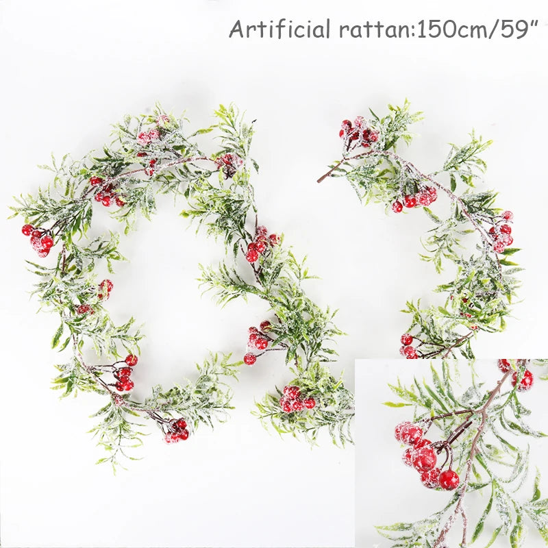 Grinalda de natal artificial pinha videira pendurado floral folhagem guirlanda decorações de natal para casa navidad ornamentos de natal