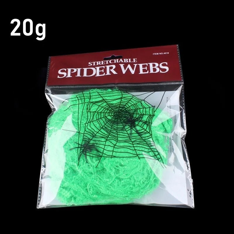 Decoração de Halloween Teia de Aranha Artificial Elástica Brilha no Escuro Adereços de Aranha Horror Gótico Decoração de Casa Assombrada Festa - Kasa & Pet