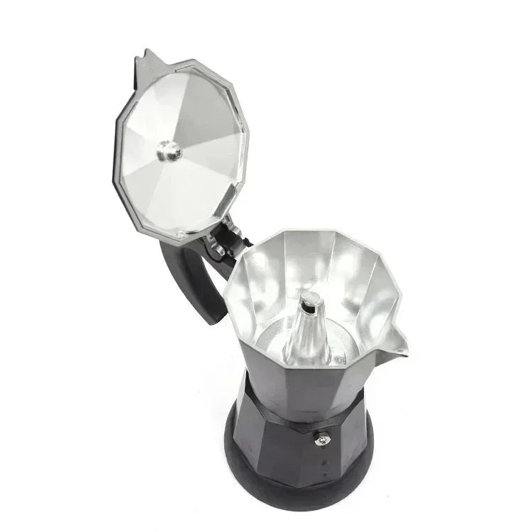 Cafeteira elétrica de alumínio 220v 300ml, estilo italiano, com plugue europeu, para uso doméstico, rápida e conveniente.