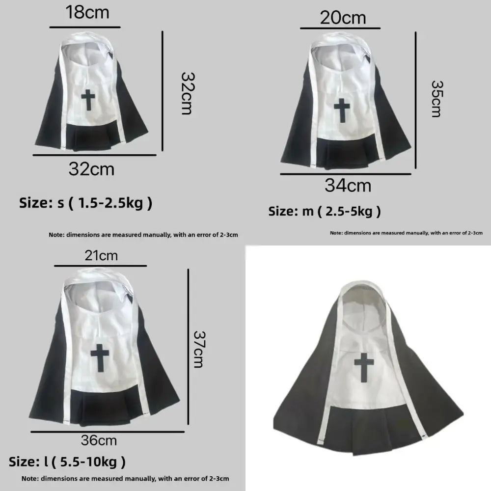 Fantasia de Natal para Cães e Gatos, Roupa Respirável de Freira para Filhotes e Gatinhos, Acessórios para Fantasia de Halloween, Macacão para Animais de Estimação