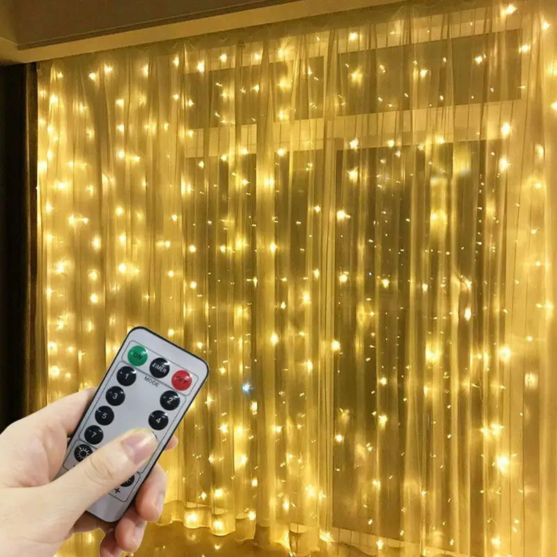 Decoração de casa de natal usb 8 modos luzes guirlanda de fadas led cortina luzes da corda com controle remoto para o quarto casamento