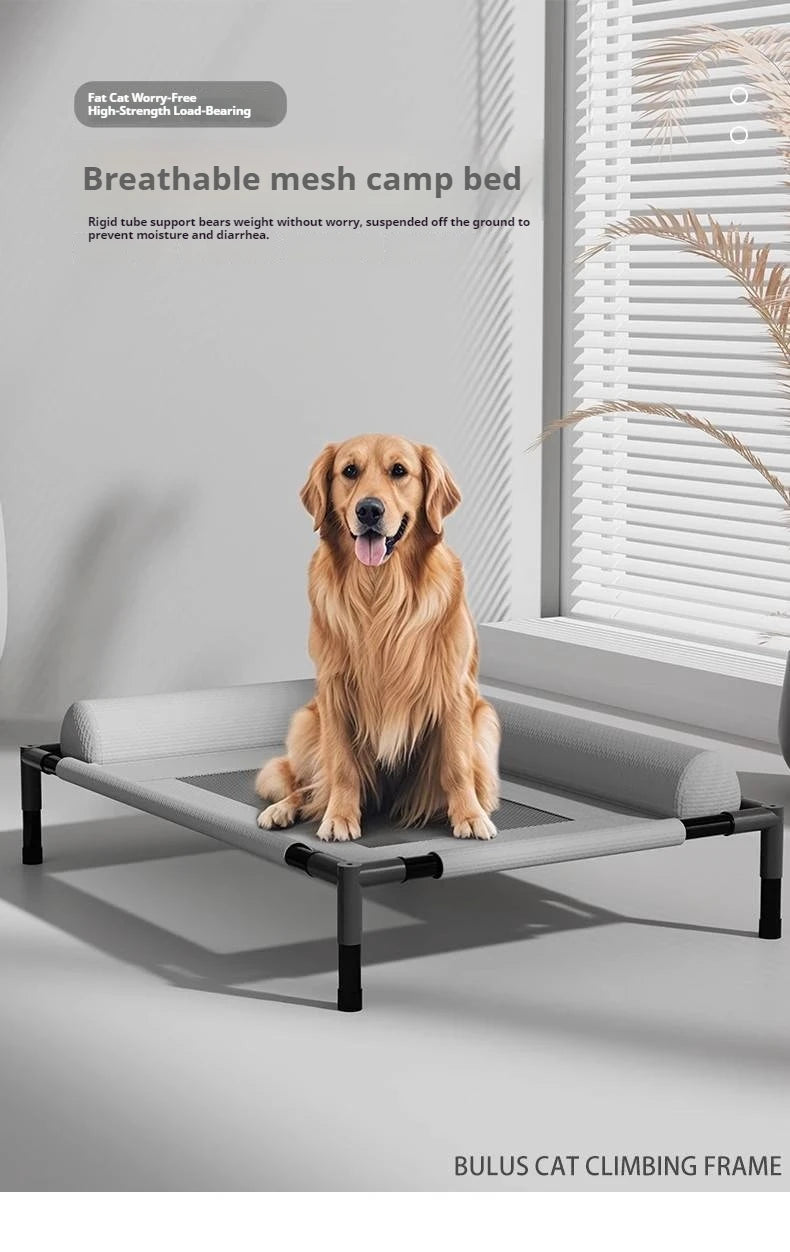 Cama elevada para animais de estimação em malha respirável com travesseiro removível e lavável, à prova de umidade, para cães e gatos de porte médio e grande, para todas as estações.