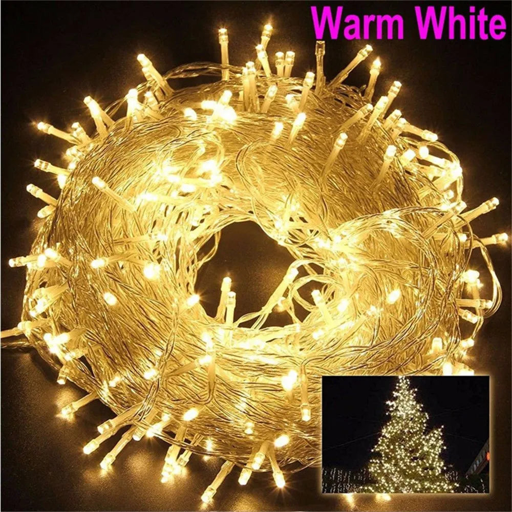 Luzes de natal 5m 10m 20m 30m 50m 100m led string luz de fadas 8 modos luzes de natal para pátio festa de casamento luzes do feriado