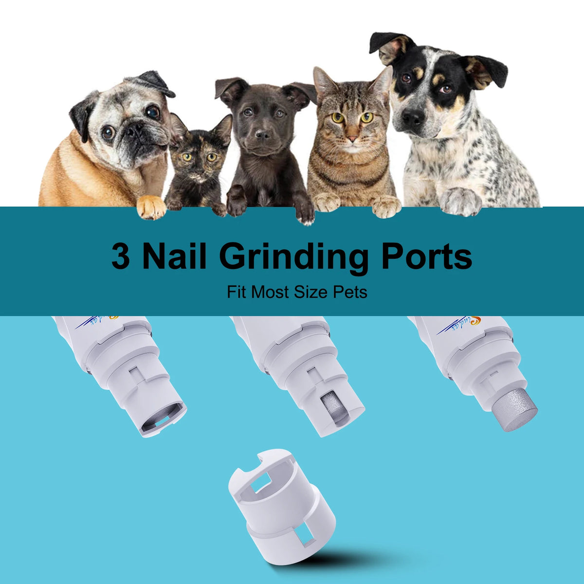 Moedor de unhas para cães, recarregável por usb, elétrico, cortador de patas para animais de estimação, indolor, cuidados com pernas, silencioso, 2 velocidades, lixa de unhas para cães