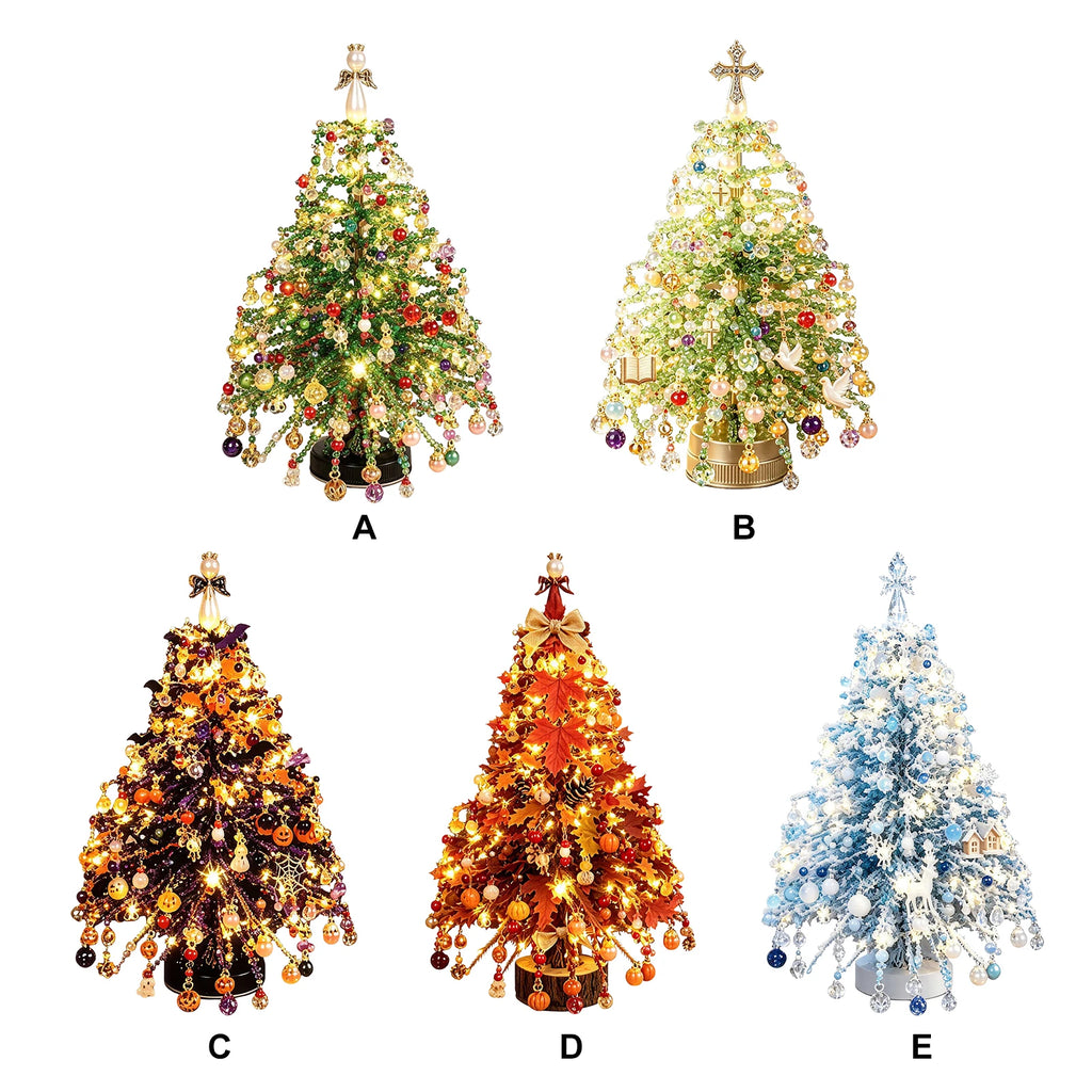 Kit de Artesanato de Natal DIY: Árvore de Natal com Contas e Luzes Brilhantes para Decoração com Contas
