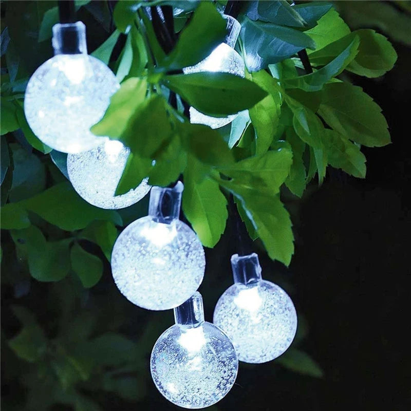 Solar led bola de cristal luz da corda 10m à prova dwaterproof água luzes fadas natal casamento guirlanda jardim gramado árvore decoração ao ar livre