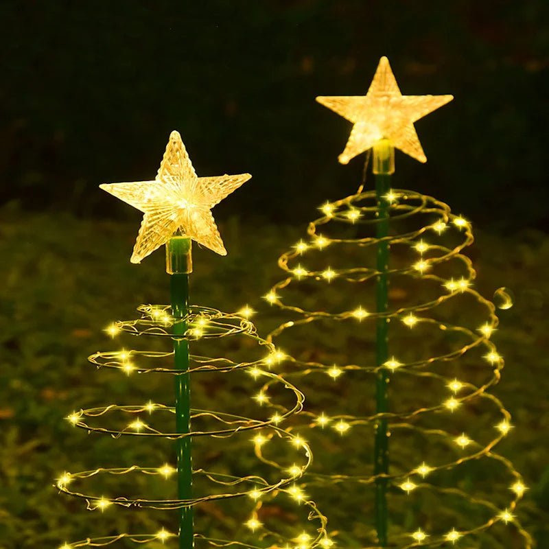 Natal luz solar led luminosa árvore de natal ornamento ao ar livre à prova dwaterproof água lâmpada decorativa corda festival decorações do jardim