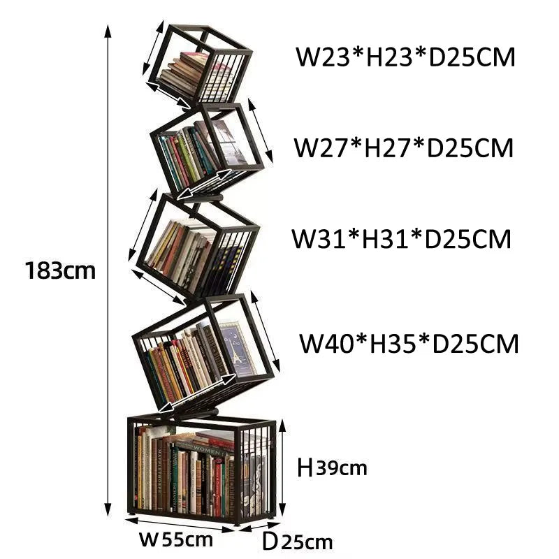 Decoração moderna para sala de estar, prateleira de arte em ferro, escritório, estudo, estante, armazenamento multicamadas para organizar livros e decorações