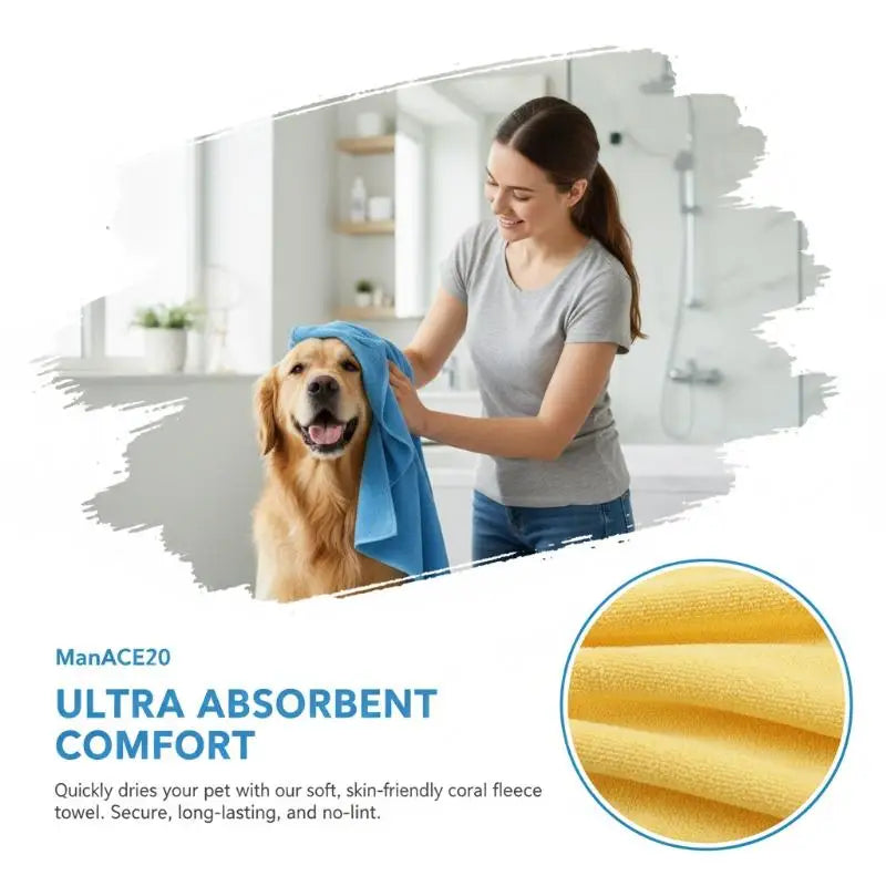 Toalha de Banho para Pets de Secagem Rápida, Ultra Absorvente, de Microfibra PVA para Cães e Gatos, Remoção Rápida de Água para Higiene Doméstica