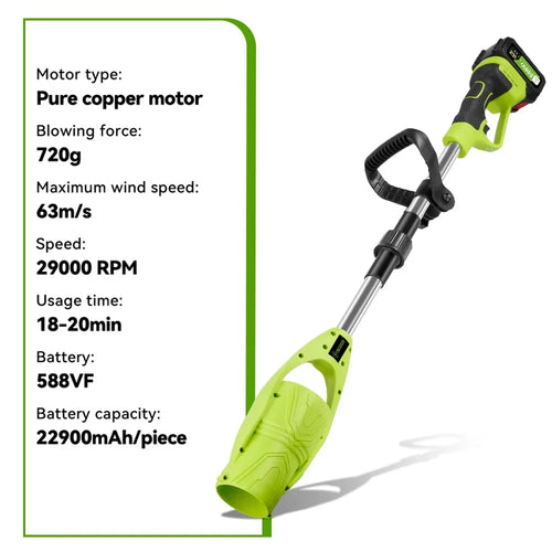 ONEGREEN 29000 RPM Ventilador de ar elétrico sem fio Ventilador de folhas Queda Ferramenta de limpeza de poeira de neve para Makita 18V Bateria Pin