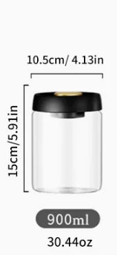 Pote de Vidro a Vácuo para Grãos de Café, Hermético, para Cozinha, Armazenamento à Prova de Umidade para Chá, Arroz, Amendoins e Nozes