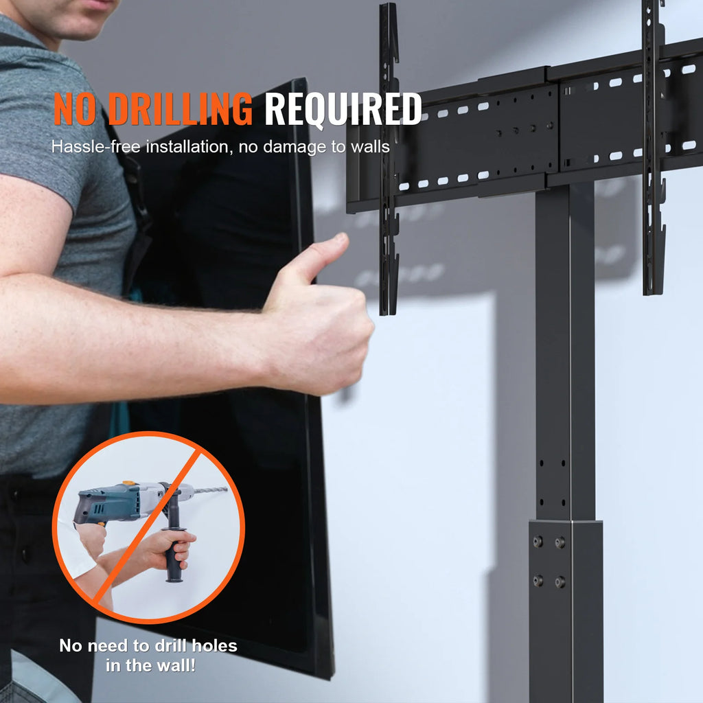 SucceBuy Suporte de TV giratório alto para TV de 32 a 85 polegadas Suporte de TV portátil com altura ajustável Max VESA 600 x 800 mm