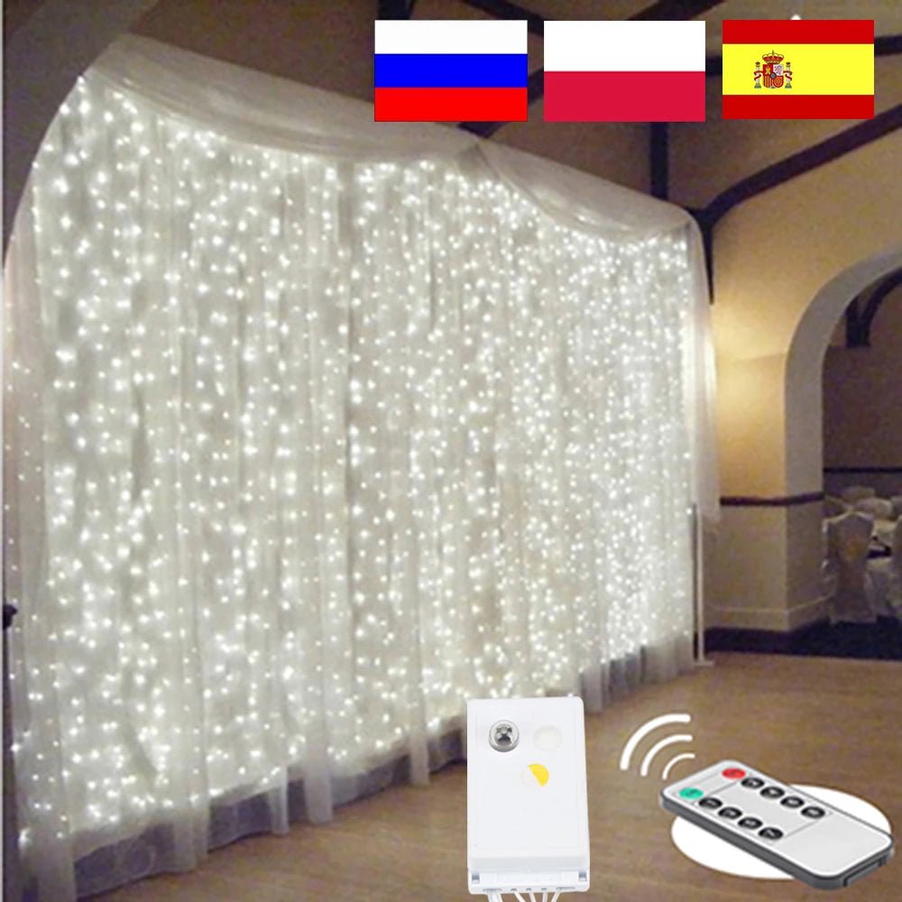 Cortina de led luzes da corda natal luzes de fadas guirlanda para o ano novo casa pátio festa casamento casa decoração ao ar livre