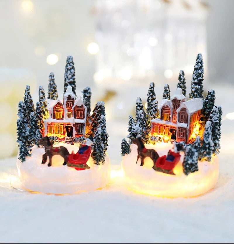 Decorações de natal led luzes da noite luminosa micro paisagem casa presente criativo das crianças natal ano novo ornamentos