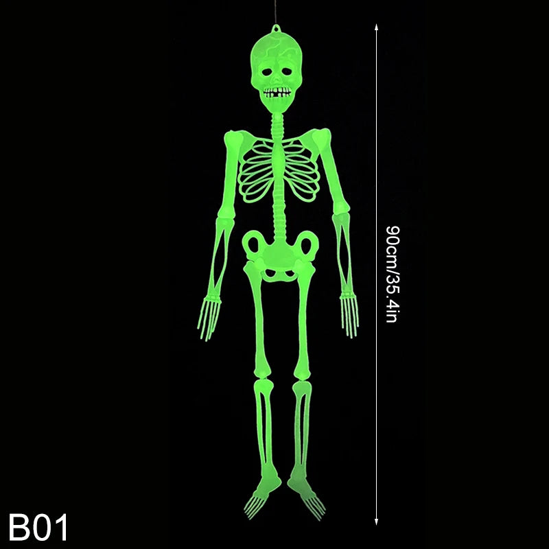 Decorações de esqueleto que brilham no escuro, formas de osso assustadoras para halloween, casa assombrada, configuração, festa de feriado, adereços de terror