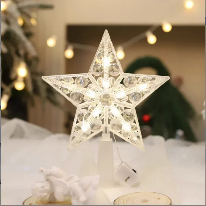15cm decoração de árvore de natal estrelas luzes brancas quentes decoração de quarto de casa lâmpada led brilhante festival de natal topstar navidad 1.07in