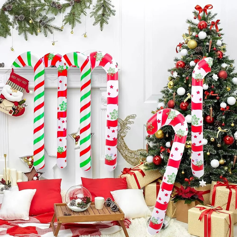 2 unidades de balões infláveis em forma de bengala de Natal, decorações festivas para a casa, presentes de Natal, Ano Novo.