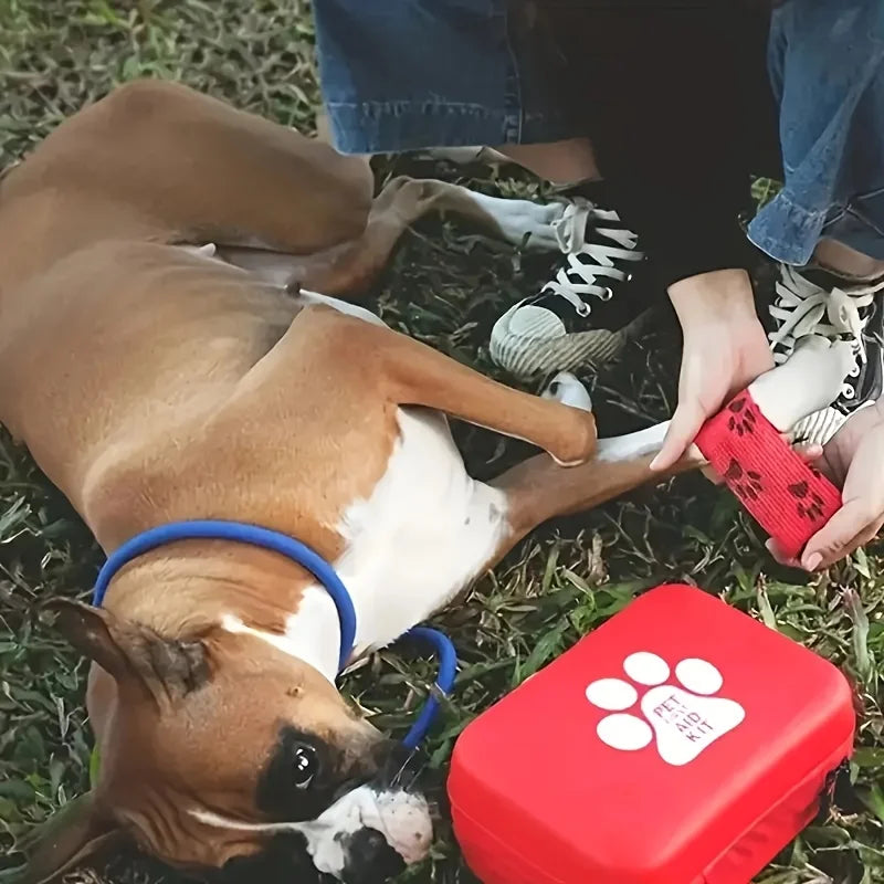 Kit de primeiros socorros para animais de estimação: contém suprimentos de emergência e cobertor de emergência, adequado para caminhadas, camping e mochilão.