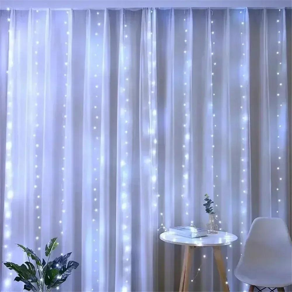 Luzes de Natal LED, Cortina de Luzes de Fada, Alimentadas por Bateria, 8 Modos, Decoração de Natal para Casa, Feriados, Ano Novo 2027, Lâmpada