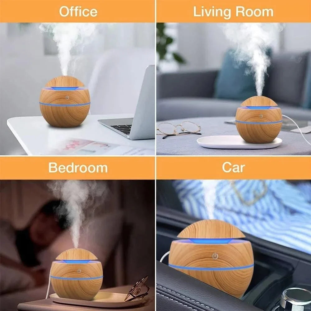 Woodgrain usb difusor de óleo essencial mini umidificador ultrassônico aromaterapia portátil desktop fabricante névoa ar para escritório em casa
