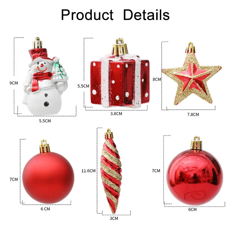 Bolas de Natal Vermelhas em Formato de Bengala Doce, Pingentes Grandes para Pendurar, Conjunto de Decorações de Natal para Casa 2026 Natal Ano Novo