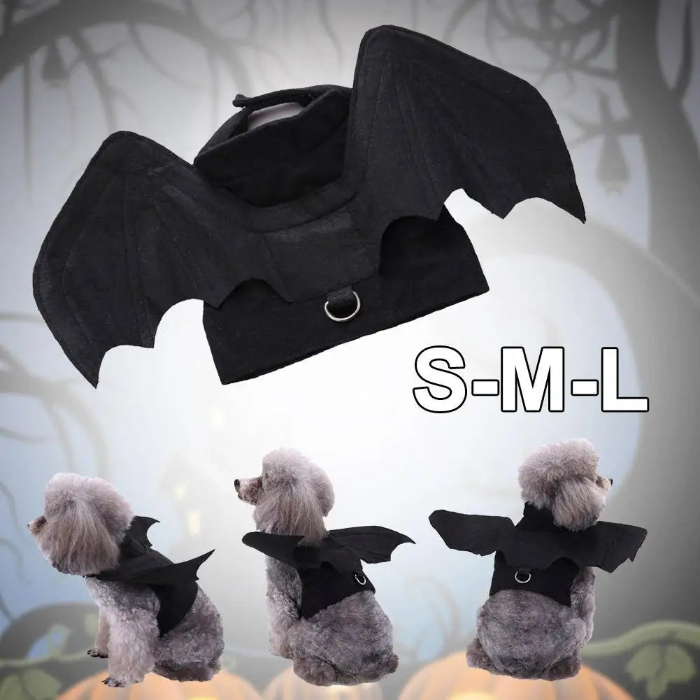 -Disfraz de animal de estimação de Halloween - Fantasia de arnês de asas de morcego pretas fofas para gatos e cães, cosplay de festa de Halloween, suprimentos para animais de estimação