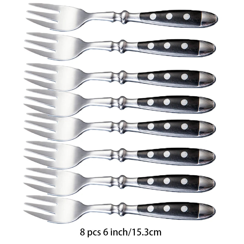 Clássico elegante conjunto de talheres de aço inoxidável garfo colher faca completa jantar garfo bife faca colher de chá criativo conjunto de louça