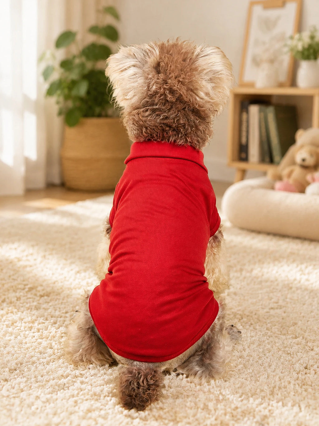 Camisa Polo Vermelha para Pets, Camisa Clássica com Gola para Cães e Gatos Pequenos, Roupa Macia e Respirável para Filhotes, Traje Casual Confortável para Pets, Adequado para Passeios Diários, Atividades ao Ar Livre e