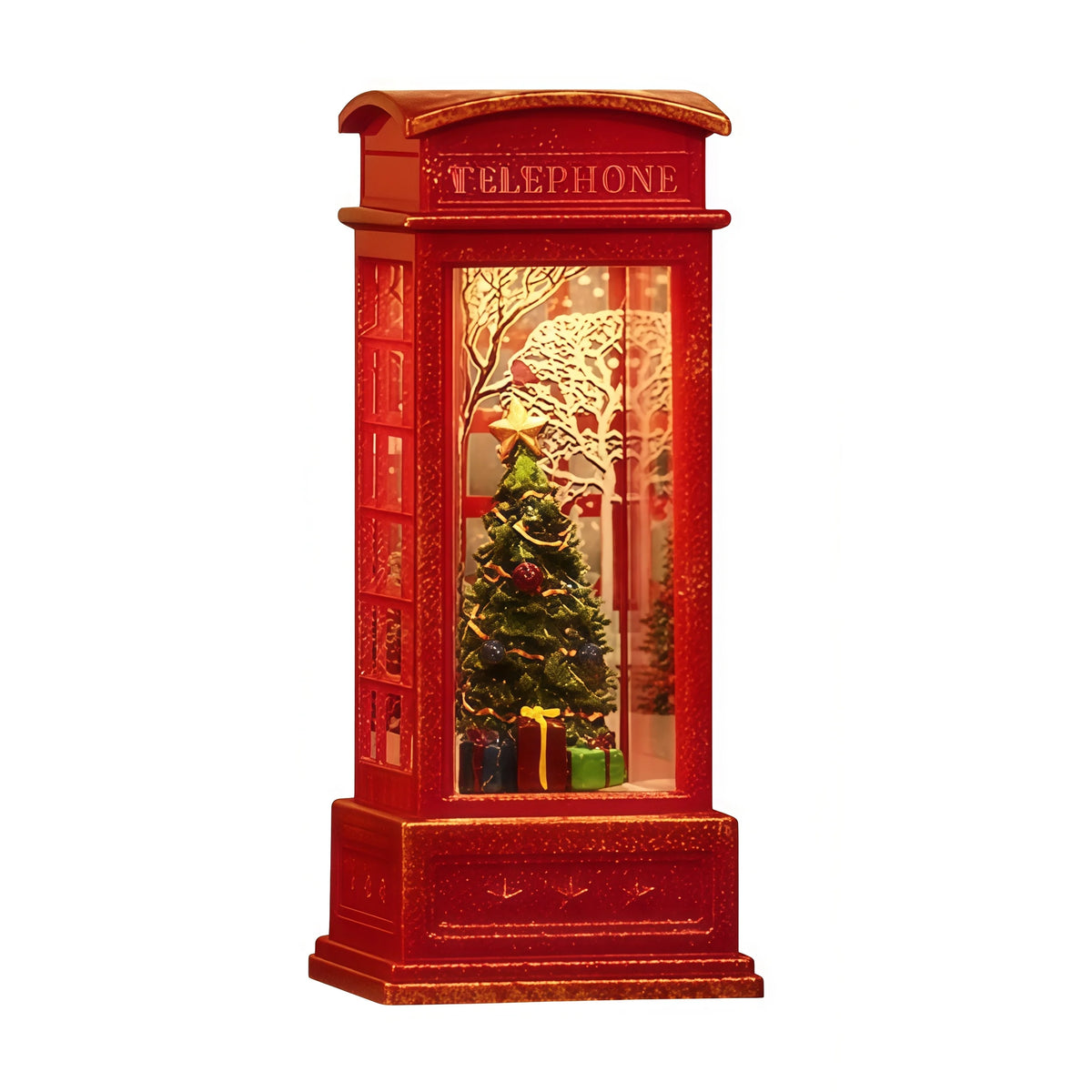 Decoração de Cabine Telefônica de Natal com Luz Noturna, Luz Noturna Retro Vermelha de Cabine Telefônica, Papai Noel/Boneco de Neve/Árvore, Decoração para Casa