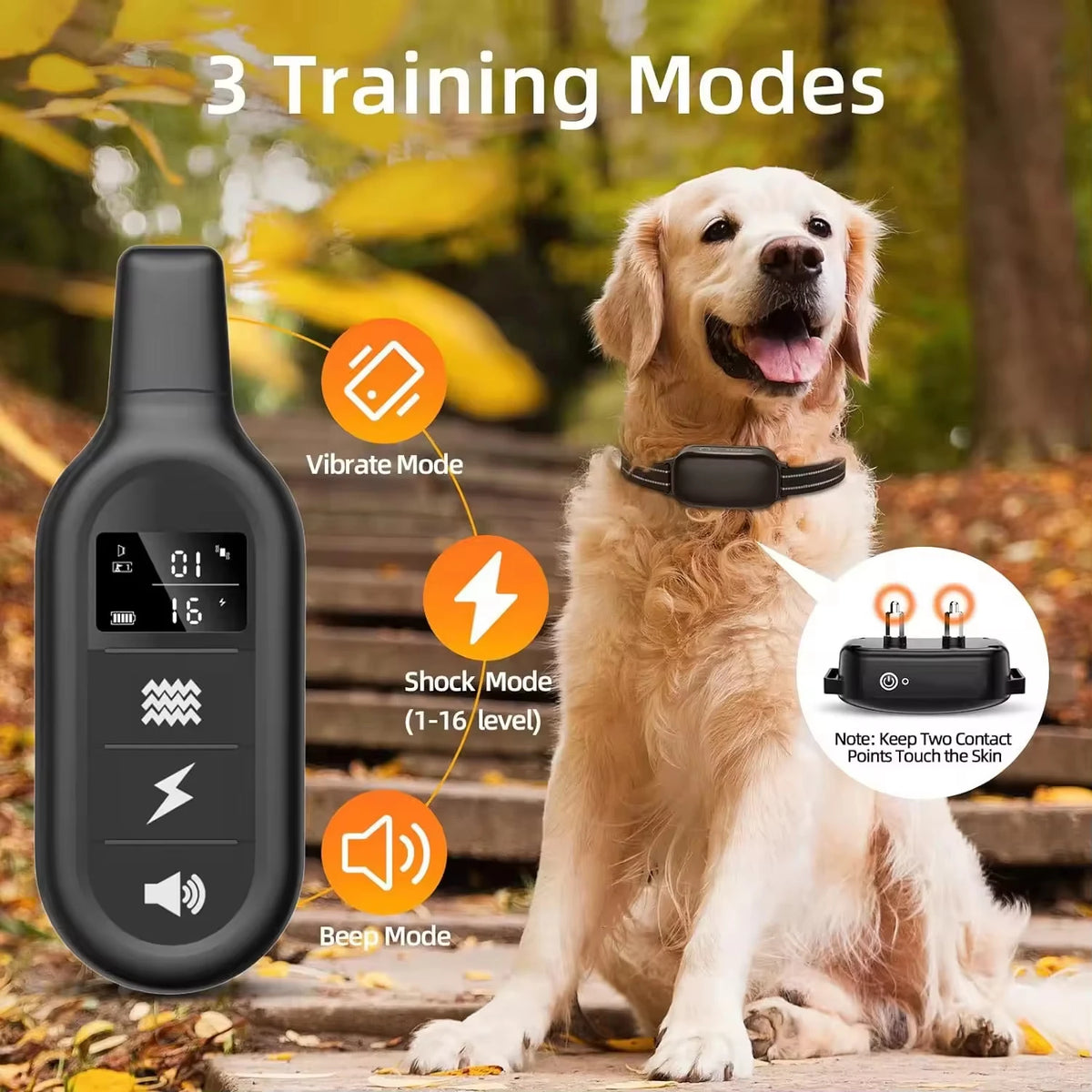 Coleira de Treinamento para Cães 3300FT para 1/2/3 Cães, Coleira Elétrica à Prova d'Água IPX7 para Todos os Tamanhos de Cães, Coleira de Choque Recarregável Anti-Latido